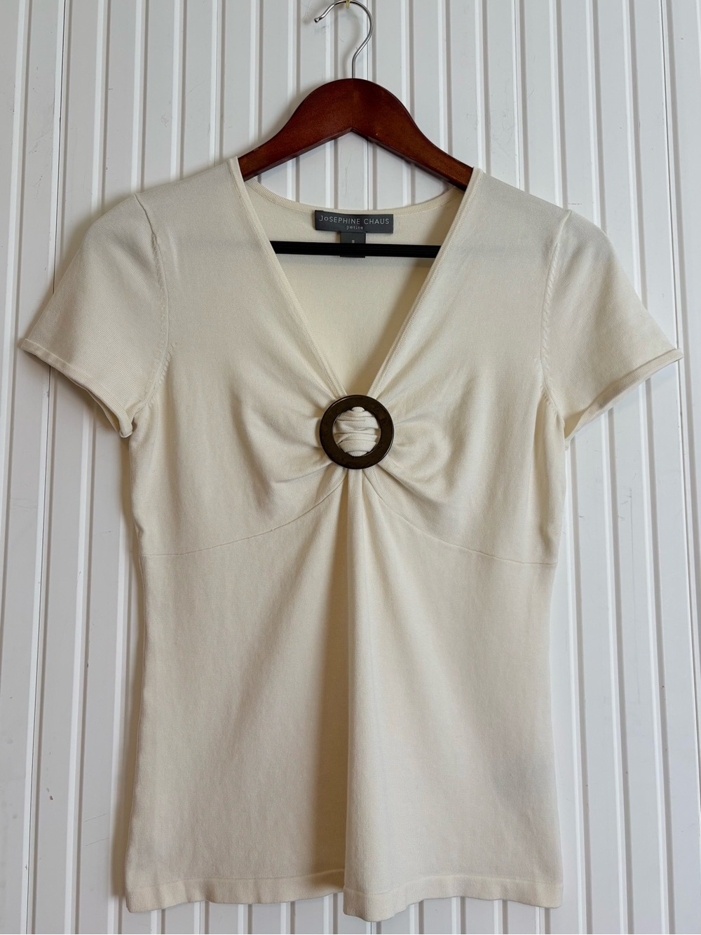 Josephine Chaus Silk Blend Top SP Ring Babydoll Y2K 90s Minimalist Quiet Luxury